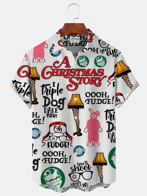 Men's Christmas Funny Graphic Short Sleeve Hawaiian Shirt